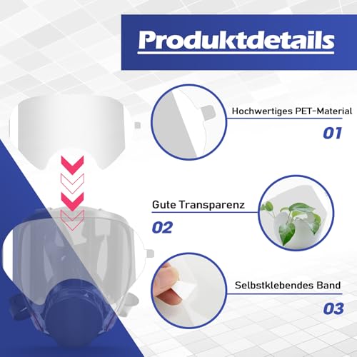 SZONEE 40 Stück Abziehbare Linsenabdeckung kompatibel für 3M 6885, 6000, 6700, 6800, 6900 Serie Gesichtsschutzabdeckung