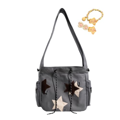 Y2k Star Canvas Messenger Bag Cute Kawaii Messenger Bag Aesthetic Star Shoulder Bag Large Hobo Tote Bag