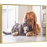 GENTLE DEER Custom Canvas Prints with Your Photos - Customized Canvas Prints Personalized Pictures Gifts with Wooden Photo Frame for Couples Family Friends Pet Baby (Gold, 16'' x 12'')