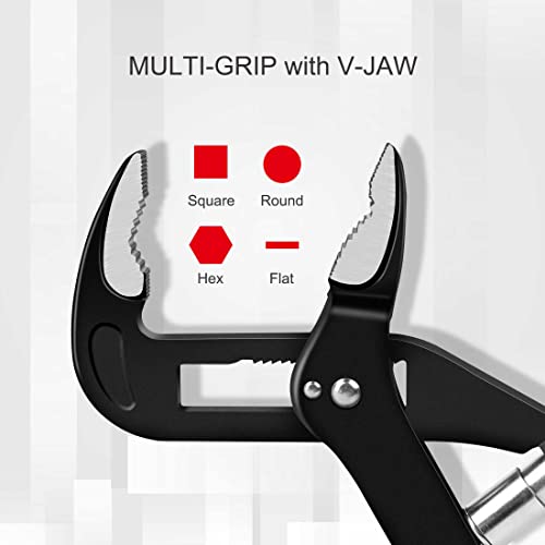 Hautmec 10In Quick Adjust Tongue And Groove Joint Pliers, V-Jaw With Comfort Grips, Auto-Adjusting Quick-Action Water Pump Pliers On Pipes, Bolts And Nuts Ht0088-Wp #TOP3