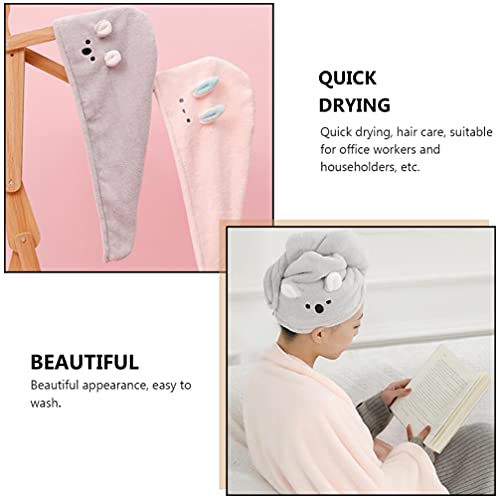 Beaupretty 2Pcs Cabelo Seco Chapéu Animal Dos Desenhos Animados Coral de Absorção de Secagem Rápida