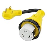 LeisureCords Trailer dogbone power cord plug adapter 30 amp male to 50 amp female locking connector (30 Male - 50 Female Twist)