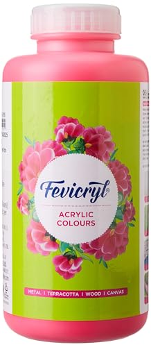 Image of Fevicryl Acrylic Neon Colour (Pink, 1litre) for Art and Craft Paint, Canvas, Wood, Leather, Earthenware, Metal