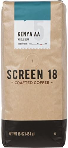 Screen 18 Kenya AA Whole Bean Coffee, Single Origin, Med-Dark Roast, 1 Lb