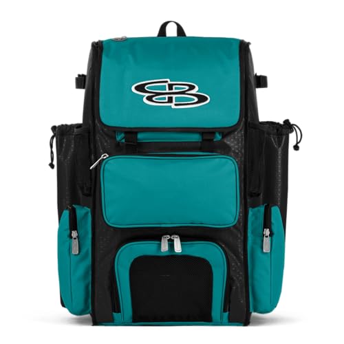 Boombah Superpack Bat Pack -Backpack Version (no wheels) - Holds up to 4 Bats - Black/Teal - For Baseball or Softball