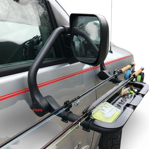 Malo’o Vehicle & Wall Mounted Fishing Rod Rack with Tackle Tray, Secure Storage for Rods & Gear in Truck, SUV, or Boat