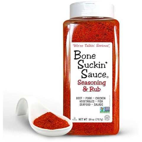 Bone Suckin' Seasoning & Rub, Original Blend, 26 Oz - Grilling Rubs, Dry Pork Rub, Gluten-Free, Non-GMO, Kosher, Great on Ribs, Pork, Beef, Chicken, Seafood, Pasta, Vegetables & Even Popcorn! No Msg - 1 Pc Cover