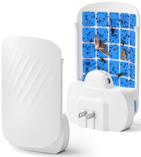 WowCatch Plug-in Flying Insect Trap for Indoors, Fly Trap for Fruit Flies, Gnats & House Flies, UV Light Indoor Bug Catcher for Home, Kitchen, Mess-Free Alternative to Bug Zapper, 1 Device 2 Refills
