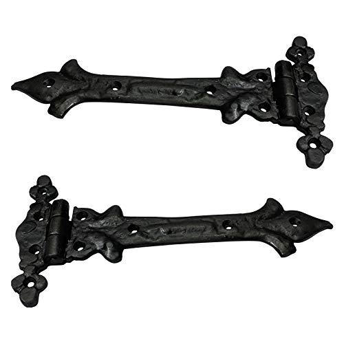 Image of Adonai Hardware Adonijah Antique Cast Iron Strap T Hinge (7.9 inch x 2 Pack, Beeswax Living Finish) for Barn Doors, Gates, Kitchen Cabinets, Sheds, Wooden Box, Furniture, Cedar Chest and Trunks
