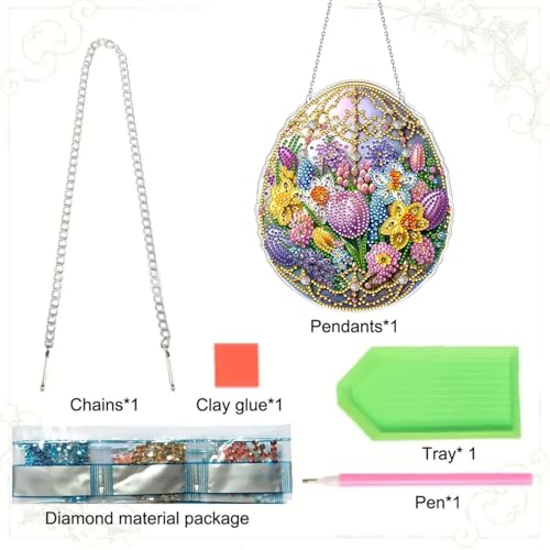 Pintura artística con diamantes de huevo de Pascua para adornos colgantes 6