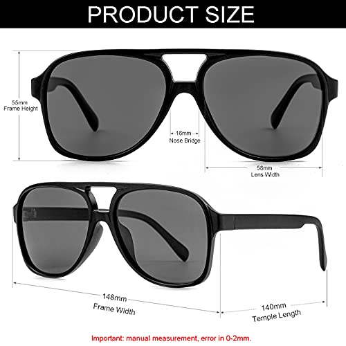 Image of Polarized Classic Vintage Aviator Sunglasses for Men Women Large Frame Retro 70s Sunglasses