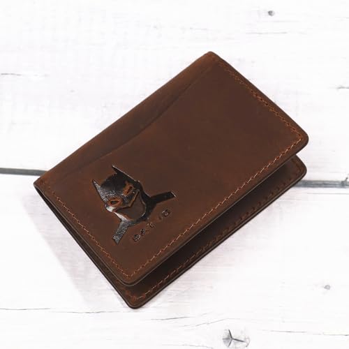 Leather Bat ID Wallet for Men - Unique Slim Bifold Superhero Face Mask Eyes Cutout Card Holder - Hollowd Bat Shape Card Slot - Full Grain Leather (Dark Brown)3