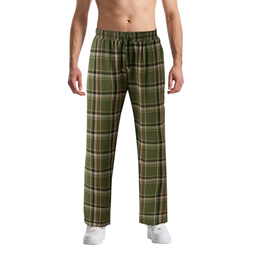 Mens Pajama Pants Casual Drawstring Plaid Pj Pants Loose Fit Elastic Pj Bottoms Lightweight Loungewear with Pockets3