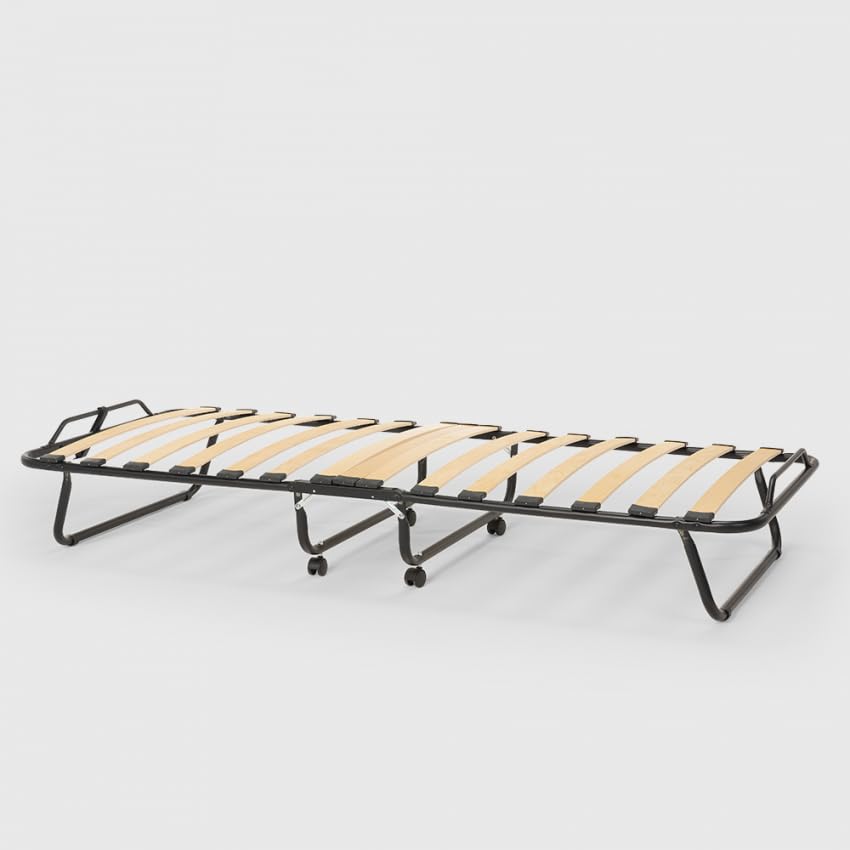 Produce Shop Brandina Letto Pieghevole con doghe e Materasso 80x180cm in Microfibra Apollo - Verde