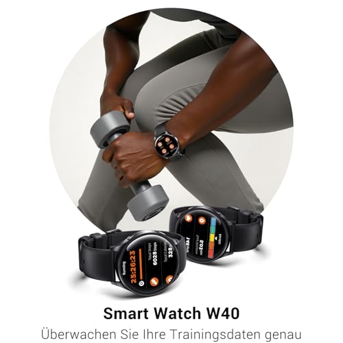 IOWODO Smartwatch Damen Herren 2026 (Rund 1.43" AMOLED) | Bluetooth Anrufe + 380mAh Akku (7 Tage) | 2 Armbänder | IP68 Wasserdicht | 100+ Sportmodi | 24/7 Puls+SpO2+Schlafanalyse | iOS/Android – Bild 6