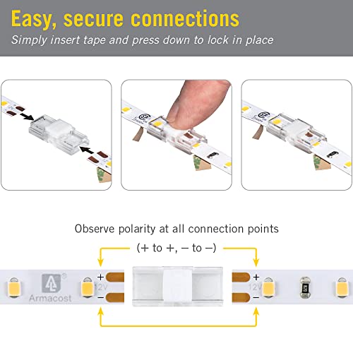 Image of Armacost Lighting SureLock Pro White /Single Color LED Tape to Tape Channel Connector - 4 Pack, 560020