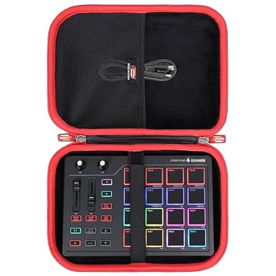 Hard EVA Carrying Case for Donner MIDI Pad Beat Maker Machine Professional Drum Machine, Portable Travel Protective Storage Box With Handle Mesh Pocket (Case Only)