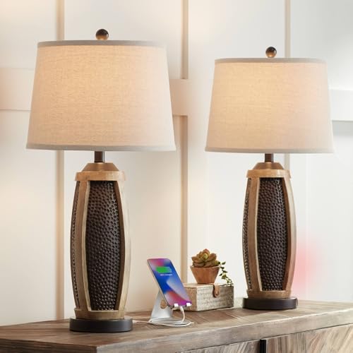 Lámparas de Mesa de Noche Rústicas con USB Set 2