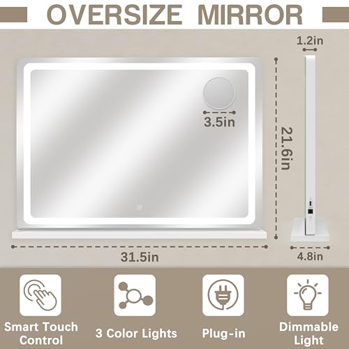 image for ROLOVE Vanity Mirror with Lights, 32