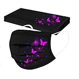 AMDOLE Jinchan - 10 mascarillas desechables para adultos con estampado de mariposas 3D, 3 capas, protección para la boca y la nariz, suave y transpirable, para hombre y mujer