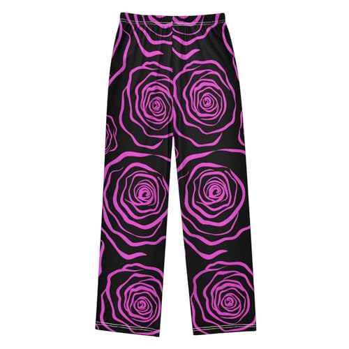 J JOYSAY Floral Rose Outline Black Pajamas Pants Soft Long Pajama Bottoms Lounge Sleep Pants Size S-XL2