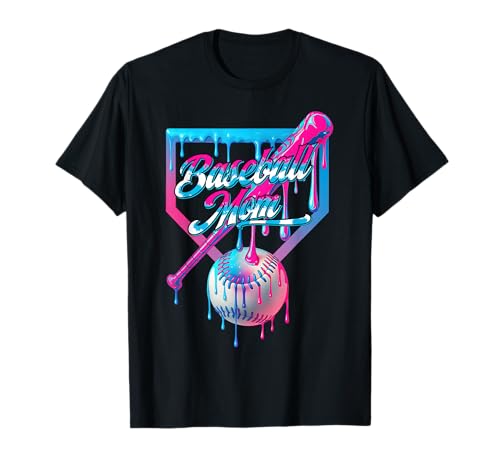 Funny Mom Mama Mothers Day Baseball Ice Cream Drip Birthday T-Shirt