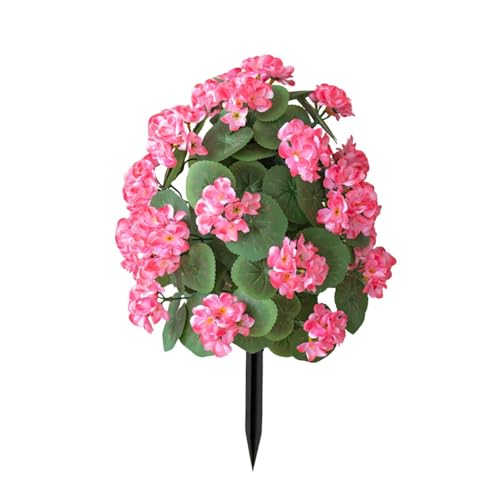Genérico Flores Artificiales de Begonia para Exteriores con Estacas, Imitación Decorativa, para Patio Porche Césped Balcón Patio Trasero Jardín y Boda