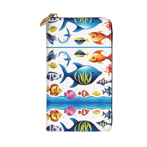 Stylish sea water animals Printing Leather Wallet - Long Clutch for Women, RDurable Material, 12 Card Slots, Zipper Compartments2