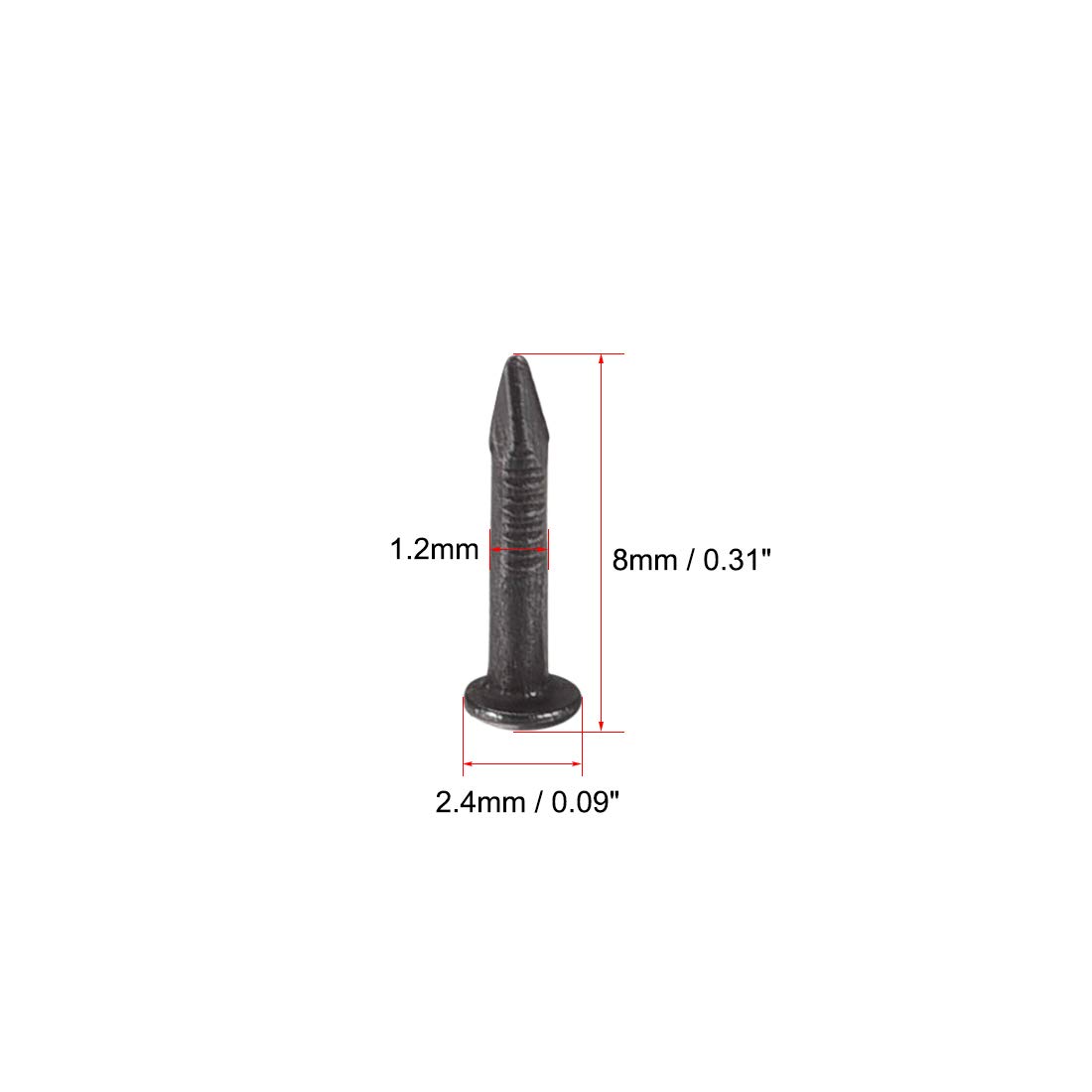 sourcing map 200stk. Klein Tiny Hardware Messing Nägel für DIY Dekorative Holzkisten Zubehör Schwarz 1,2X8mm(DxL)
