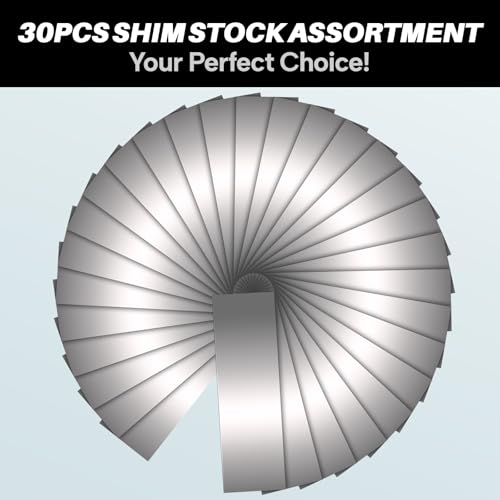 Image of Shim Stock Assortment Steel 2 inch Width x 6 inch Length, 30 Pcs 304 Stainless Steel Strips, 0.001 inch, 0.002 inch, 0.003 inch, 0.004 inch, 0.005 inch, 0.006 inch, 0.007 inch, 0.008 inch, 0.009 inch, 0.01 inch Thickness Metal Shims