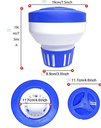 7.5" Chlorine/Bromine Floater, Large Floating Chlorine Dispenser For Chlorine Tablets 3 Inch, Optimal Pool Chlorinator With Adjustable Release For Indoor & Outdoor Swimming Pool Hot Tub #TOP2