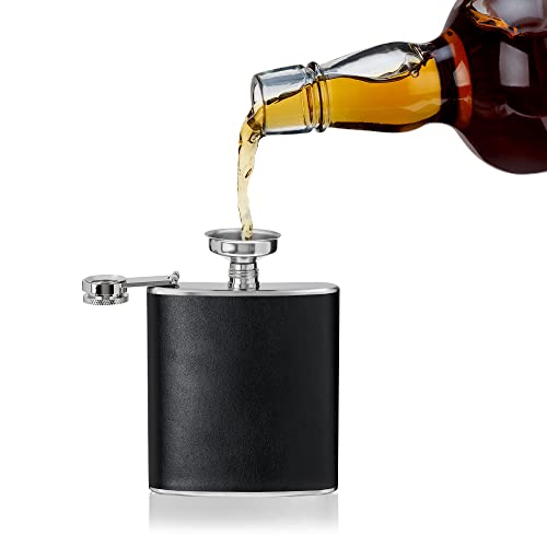 True Fabrications True Faux Leather Flask, 6 Oz, Black Monte Carlo #TOP3