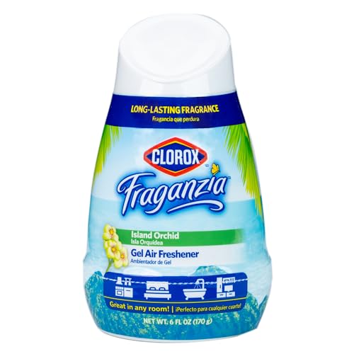 Clorox Fraganzia Gel Air Freshener Cone, Island Orchid Scent - No-Plug, Battery-Free Air Freshener for Small Rooms, Closets, Kitchens, Bathrooms, Offices and More, 6 Ounce