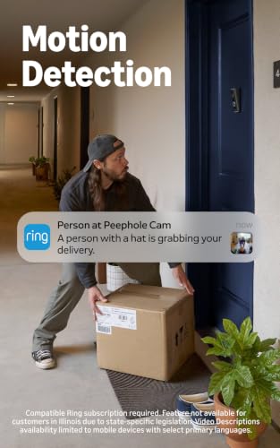 Image of Ring Peephole Cam 2K (Newest Model), renter-friendly installation, replaces existing peephole with Retinal 2K and wide-angle video, Two-Way Talk, Matte Mocha