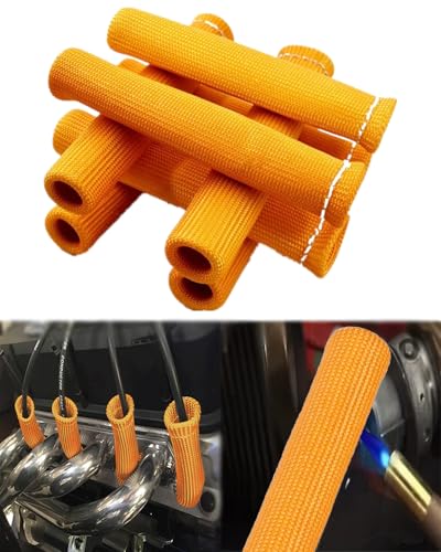 Image of 8 PCS 2500F Spark Plug Wire Boots Protector 6 Inches High Temp Spark Plug Heat Sleeve Insulation Shield Boots Cover Replacement for LS1 LS2 SBC BBC 350 454 Car Truck Motors, Orange