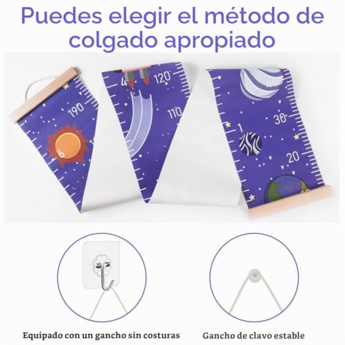 Miniatura 4 de Aolso Medidor Altura Gráficos De Crecimiento,Medidor De Altura Para Niños,Medidor Altura Niños Pared Montado En La Pared, Tabla De Crecimiento,Decoración De La Habitación Infantil-Astronauta