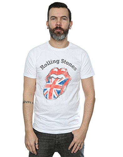 Rolling Stones Men's UK Tongue T-Shirt Large White