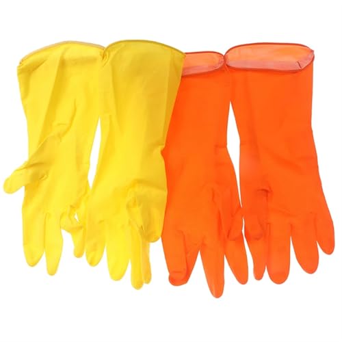 hixswnu Guanti in Gomma Impermeabili riutilizzabili per la Pulizia - 2 Paia di Guanti da Cucina e da Bagno a Maniche Lunghe, Strumenti Ideali per Le Pulizie