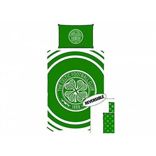 Image of Celtic FC Pulse Single Duvet & Pillowcase Set (One Size) (Green/White)