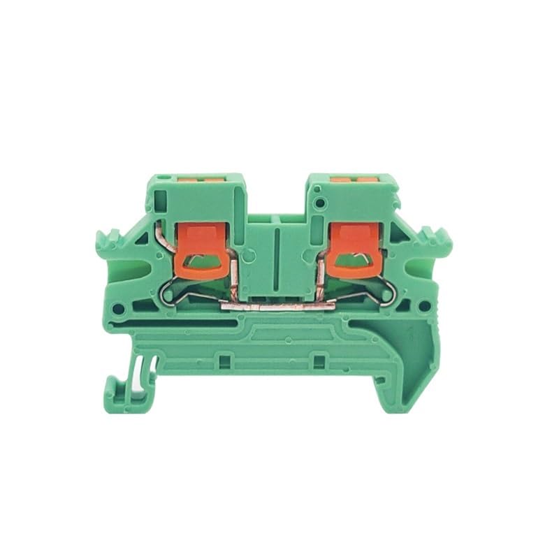 10Pcs PTV 2.5 DIN Rail Terminal Block Side-Entry Push-in Connection 2.5mm² 26-12AWG Cable Wiring Electrical Wire Connector(PTV2.5-Green)
