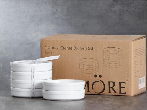 ONEMORE Ramekins 4 oz, Creme Brulee Ramekins Oven Safe Ceramic Shallow Souffle Dishes for Baking Custard, Mini Pies, Puddings and Dipping Sauces 4.5 inch White Mini Round Quiche Pans Set of 6 - Thumbnail 7
