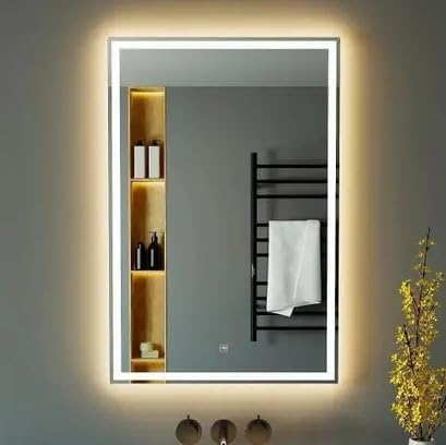 Image of windowera LED Mirror with Touch Sensor, 15 Inch x 18 Inch Wall Mount, 3 Light Effects Decorative Mirror