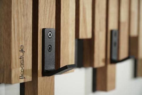 Perchero de pared de madera de roble de diseño nórdico con sofisticadas lamas negras 7