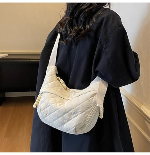 Image of Crescent Shoulder Bag Nylon Crossbody Bag for Women Nylon Hobo Bags Slouchy Sling Purse Dumpling Bags