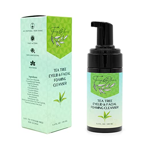 Twig & Olive Tea Tree And Green Tea Eyelid & Facial Foaming Fast Acting Non-Irritating Cleanser That Removes Make Up, Dirt, Debris, And Oil Liquid Soap 100% Vegan Free #TOP2
