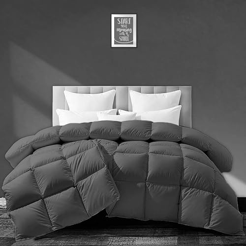 Image of Luxurious 500 GSM Winter Comforter King Size (92 inchX106 inch) - Premium Collection Heavy Winter Quilted Comforter 500 GSM Microfiber Fill - Duvet /Blanket King Size - Dark Grey Color