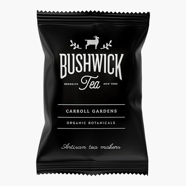 (50 Sachets) Bushwick Tea | Carroll Gardens Organic Chamomile Caffeine Free Tea | Health and Wellness | No Added Sugar | Plastic free compostable sachets | (50 Sachets)