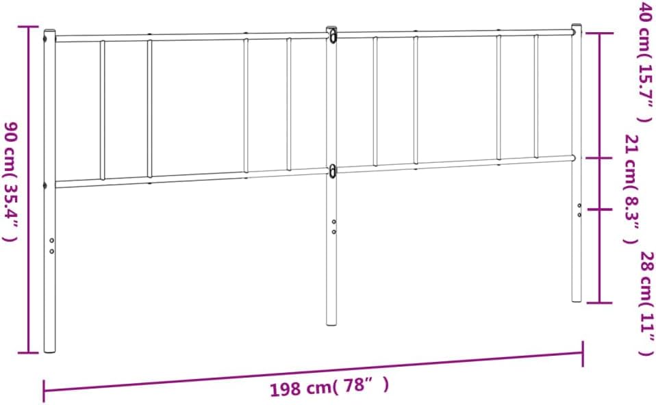 vidaXL Headboard White Powder-Coated Steel Double Tough Headboard