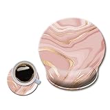 HOPONY Ergonomic,Wrist Support Gel Mouse Pad with Wrist Rest,Comfortable Computer Mouse Pad for Laptop,Pain Relief Mousepad with Non-Slip Rubber Base,9 x 10 in,Rose Gold Texture
