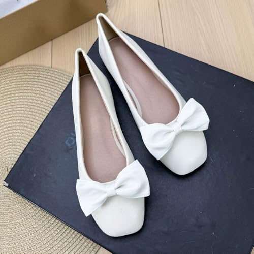 Hee grand Fashion Bowknot Flats for Women Dressy Square Toe Slip On Ballet Flats Comfortable Casual Shoes2